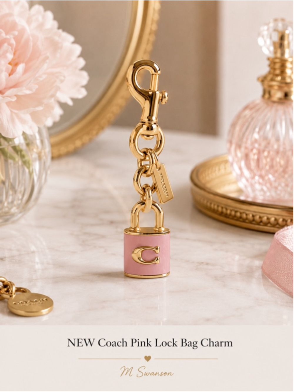 NEW Coach Pink Lock Bag Charm CEF95 NWT